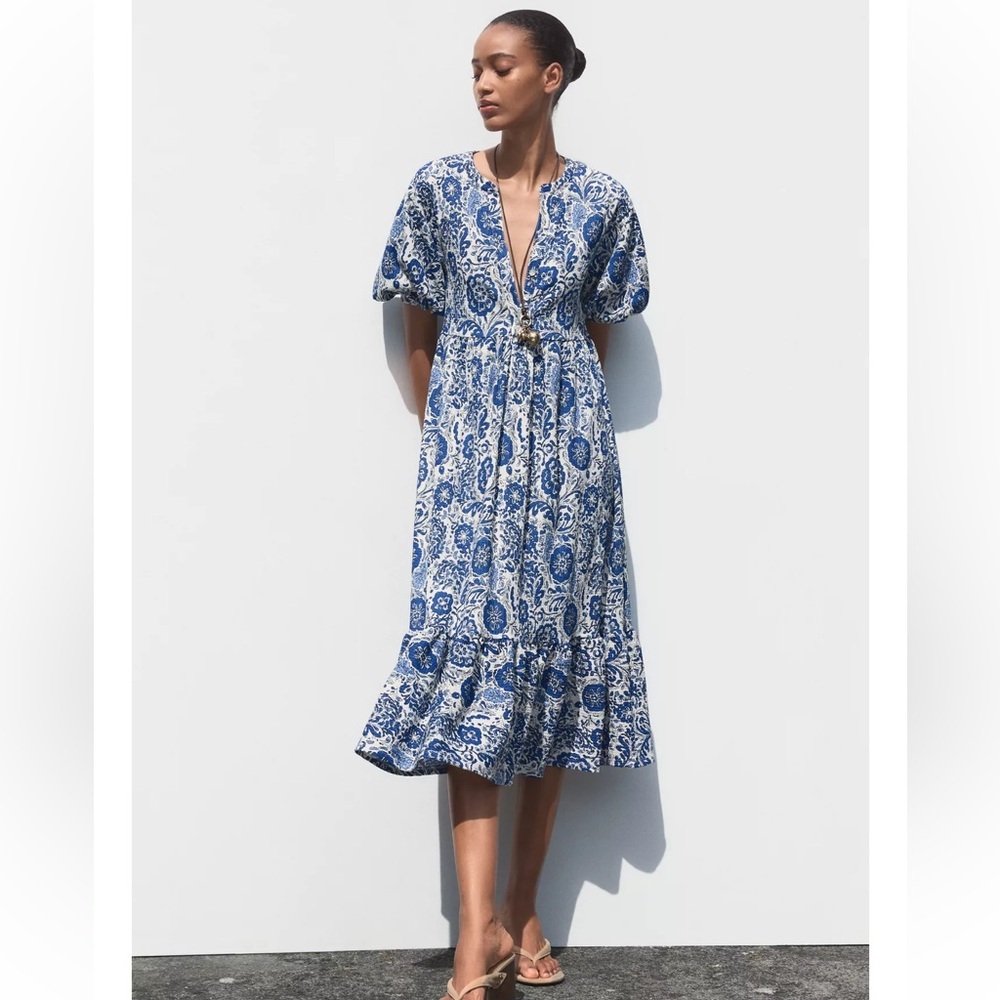 Zara Printed Midi Dress